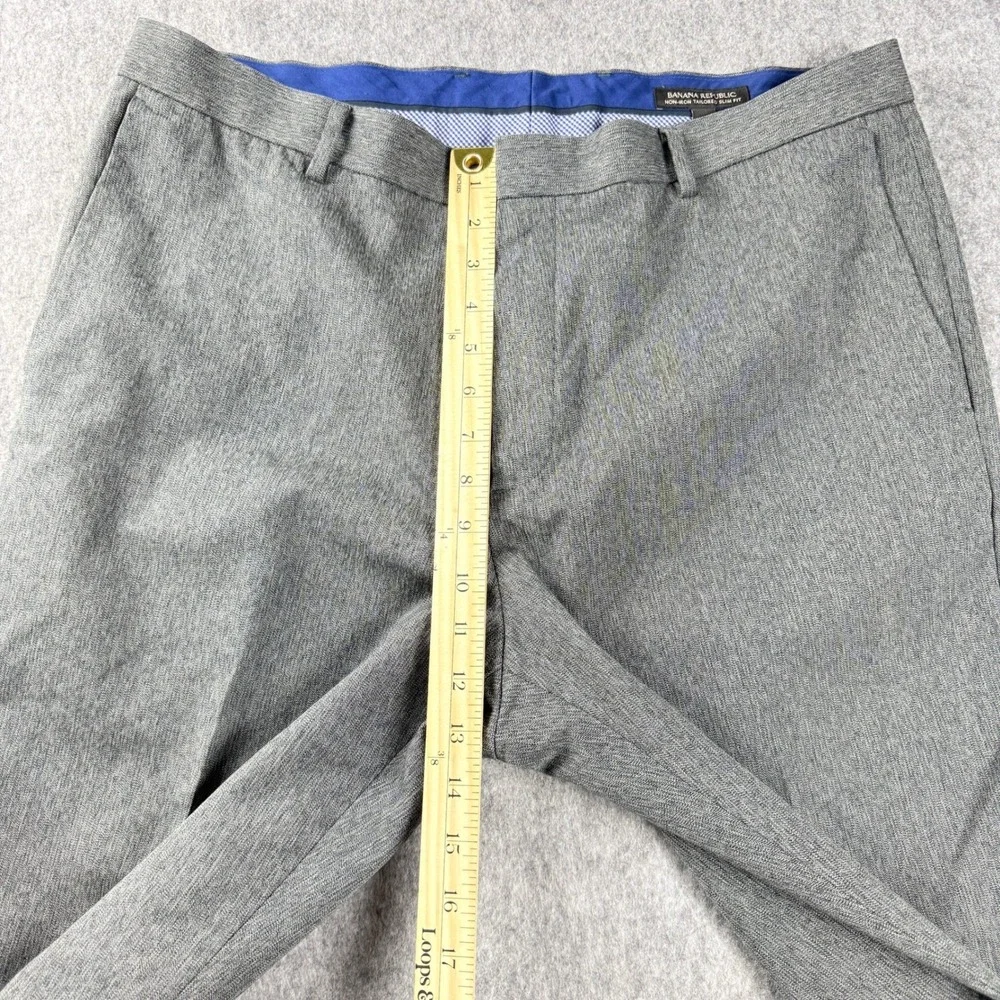 Banana Republic Dress Pants Mens 36x31 Gray Heather Tailored Slim Fit‎ Non Iron